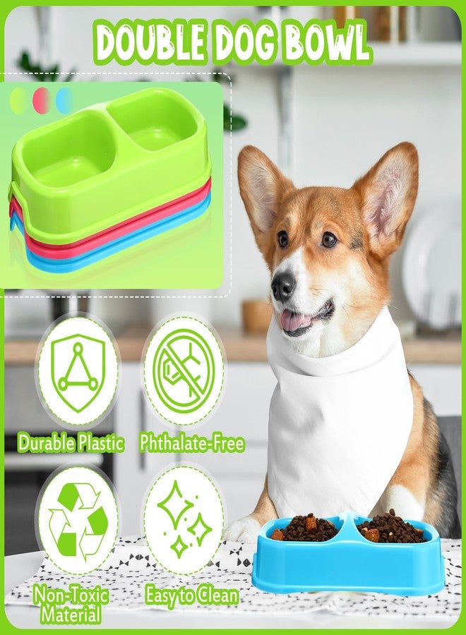 Hsei 12 Pieces Plastic Cat Dog Food Water Bowl Set Double Pet Dog Food Bowl for Kennel Cattery Small Medium Size Cats Puppies, 3 Assorted Colors - Image 2